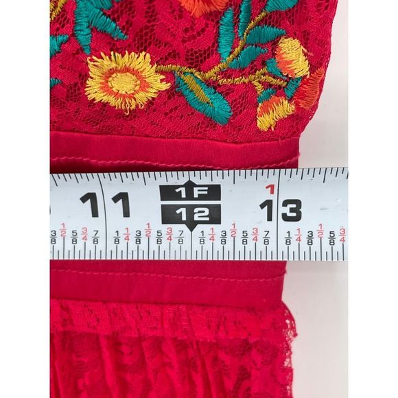 French Connection Dress Women 4 Amity Lace Pink Embroidered Floral Sleeveless - Picture 5 of 12